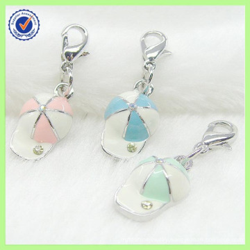 Wholesale Cool Metal Silver Enamel Custom Baseball Cap Charm